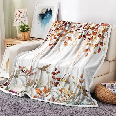 Watercolor Autumn Pumpkins Blanket: Cozy Fall Harvest Design