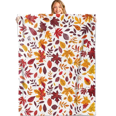 Autumn Leaves Pattern Blanket: Vibrant Fall Foliage Design for Home