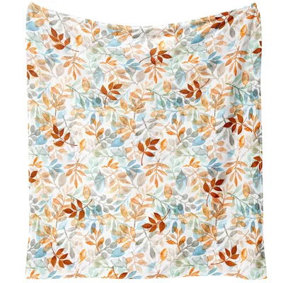Fall Leaves Pattern Blanket No. 2: Watercolor Autumn Leaf Throw