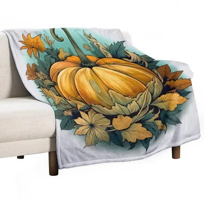 Pumpkin and Autumn Leaves Blanket