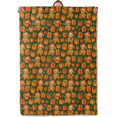 Orange Pumpkin Pattern Blanket No. 2: Festive Teddy Bears and Gifts
