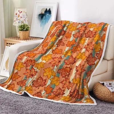 Fall Maple Leaf Pattern Blanket for Autumn Home Decor