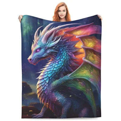 Rainbow Fantasy Dragon Blanket