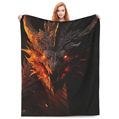 Fire Dragon Fantasy Blanket: A Fiery Beast for Your Couch
