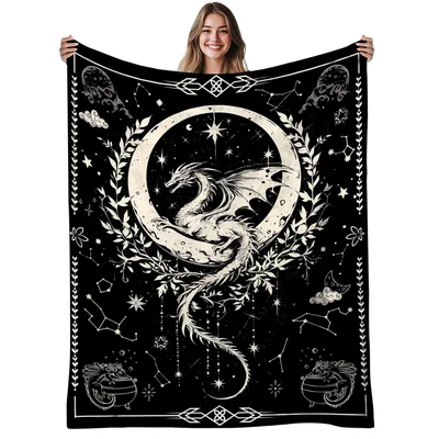 Dragon Celestial Moon Design Blanket for Fantasy Lovers