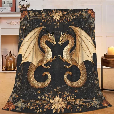 Golden Dragons Floral Blanket
