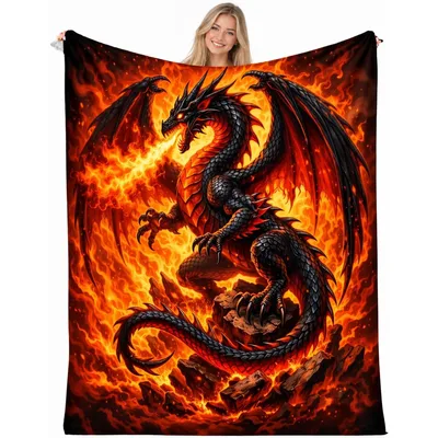 Inferno Dragon Breathing Fire Blanket for Fantasy Lovers