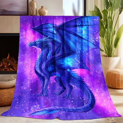 Blue Dragon Galaxy Blanket: Cosmic Blue Dragon Art for Fantasy Fans