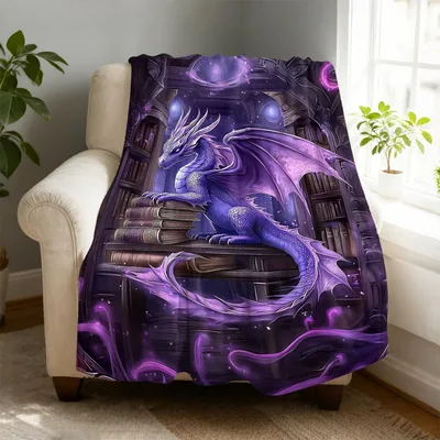 Purple Dragon in Magical Blanket featuring a purple dragon resting