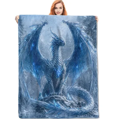 Ice Dragon Fantasy Art Blanket: A Majestic Frost Creature