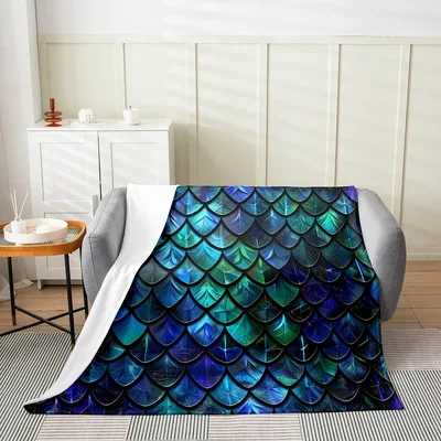 Dragon Scale Pattern Blanket: Iridescent Fantasy Art for Your Couch