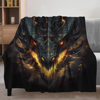 Fierce Dragon Eyes Blanket: Dark Fantasy Art for Gaming and Roleplay