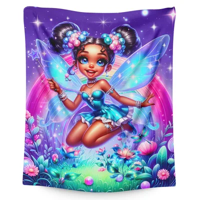 Fairy Girl Magical Fairy Blanket featuring a joyful fairy