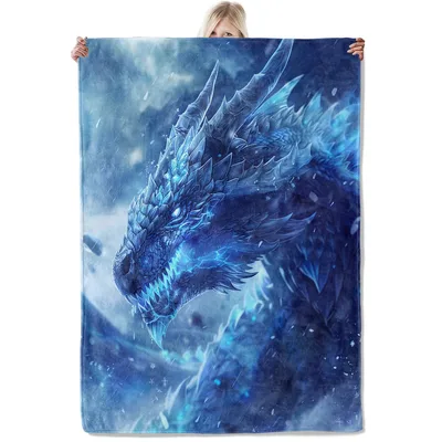 Ice Dragon Blue Frost Blanket features a fierce blue frost