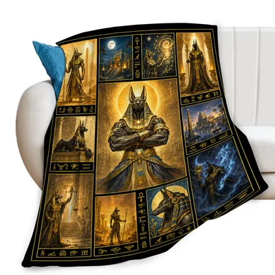 Ancient Egypt Anubis Collage Blanket