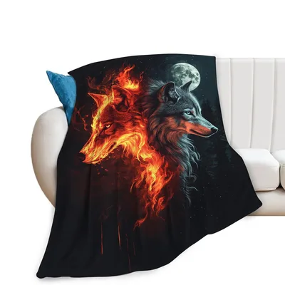 Fire Wolf Under Full Blanket: Dual Nature Fantasy Art