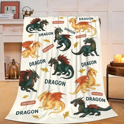Colorful Dragons Pattern Blanket: A Fantasy Print for Myth Lovers