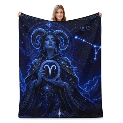Aries Zodiac Woman Starry Blanket