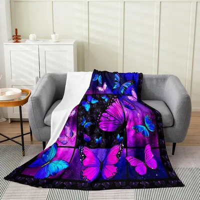 Butterflies Under Starry Galaxy Blanket for Cosmic Lovers