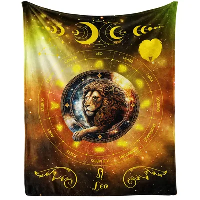 Zodiac Leo Lion Sun Blanket: Celestial Art for Astrology Lovers