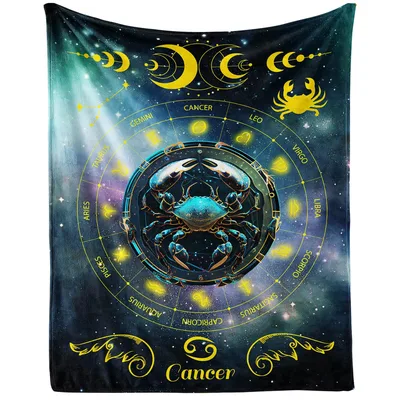 Zodiac Cancer Crab Design Blanket: Celestial Art for Astrology Lovers