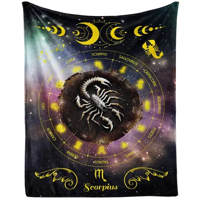 Zodiac Scorpio Scorpion Design Blanket featuring a central scorpion