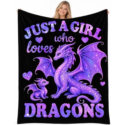 Just A Girl Blanket: Purple Dragon Design for Fantasy Fans