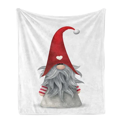 Nordic Gnome with Red Blanket: Cozy Scandinavian Folklore Design