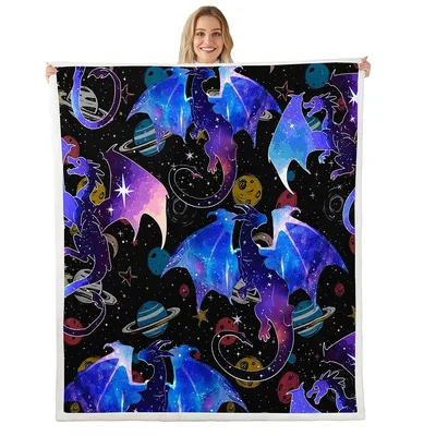 Galaxy Dragons Starry Sky Blanket: Cosmic Dragon Art for Space Lovers