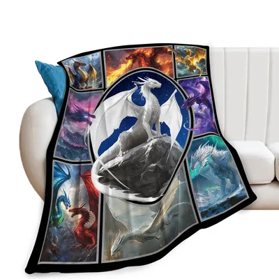 Dragons Collage Blanket: A Fantasy Art Collection for Myth Lovers