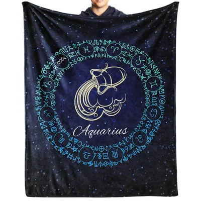 Aquarius Zodiac Constellation Circle Blanket