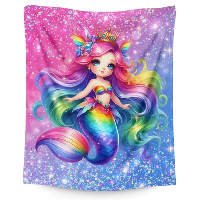 Rainbow Hair Mermaid Sparkle Blanket: A Glittering Fantasy Design