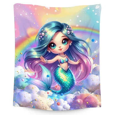Mermaid with Rainbow Clouds Blanket