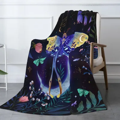 Moon Moth Pattern Blanket featuring a large moth