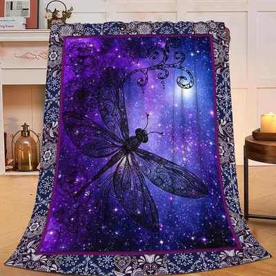Dragonfly Under Starry Galaxy Blanket: Cosmic Insect Art