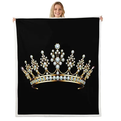 Gold Crown Jewels Picture Blanket