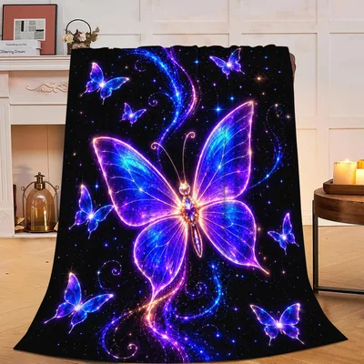 Galaxy Butterfly Starry Night Blanket: Glowing Cosmic Wings
