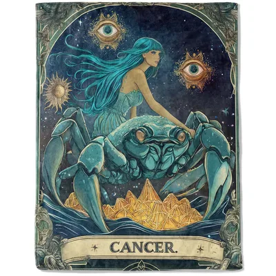 Cancer Zodiac Crab Tarot Blanket