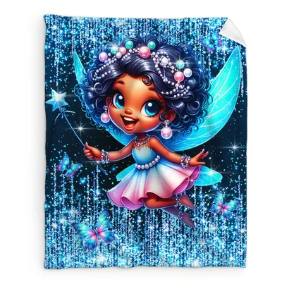 Cartoon Fairy Girl Blanket: Sparkling Fantasy Art for Dreamy Nights
