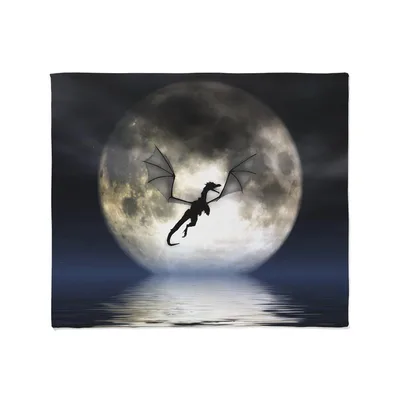 Dragon Flying Across Moon Blanket: Silhouette Design
