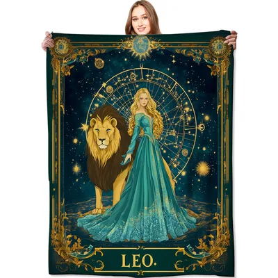 Zodiac Leo Lion Constellation Blanket featuring a fantasy woman