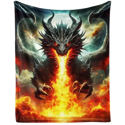 Fire Breathing Dragon Blanket No. 2 for Fantasy Lovers