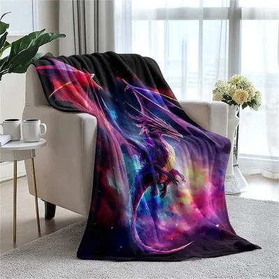Galaxy Dragon Design Blanket: Cosmic Fantasy Art for Your Couch