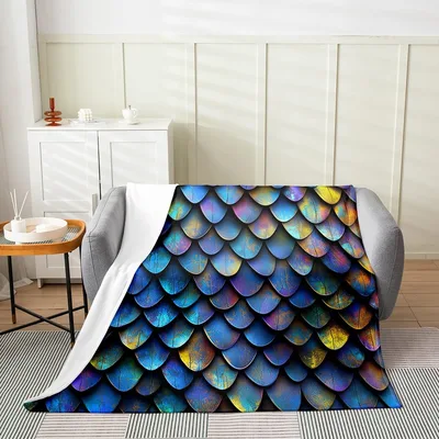 Dragon Scale Pattern Blanket: Iridescent Fantasy Art for Your Sofa