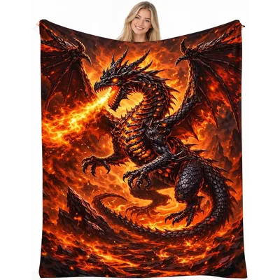 Fire Breathing Dragon Blanket: Fiery Fantasy Art for Cozy Nights
