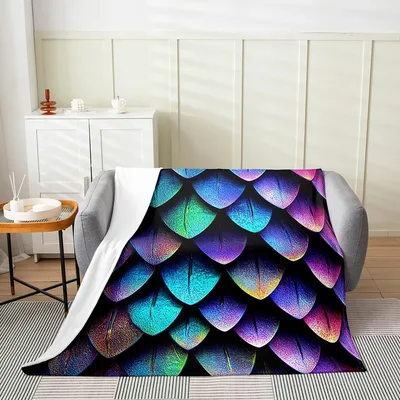 Watercolor Dragon Scale Pattern Blanket for Fantasy Lovers