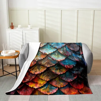 Dragon Scales Pattern Blanket: Iridescent Fantasy Art for Your Sofa