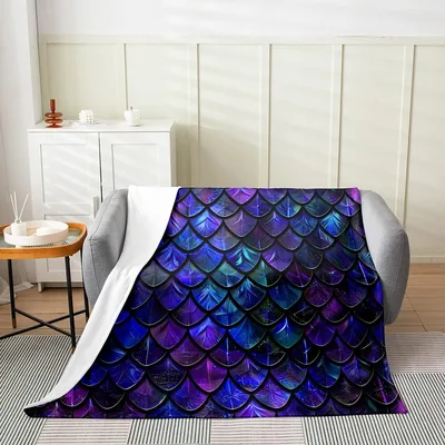 Purple Blue Dragon Scales Blanket for Fantasy Lovers