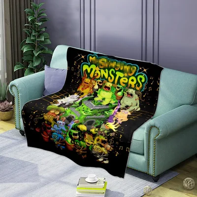 Colorful Monsters Lettering Blanket: A Rock Band of Fuzzy Creatures