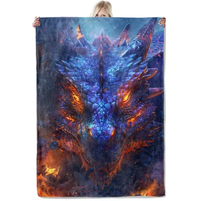 Fiery Dragon Face Blanket: Fierce Fantasy Art for Gamers and Fans
